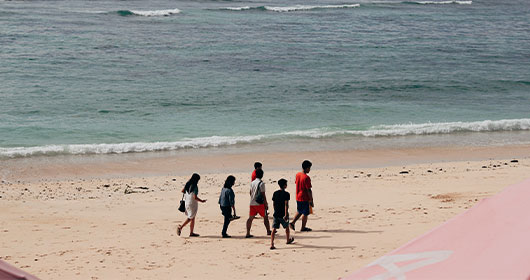 During spring break hit the beach with friends